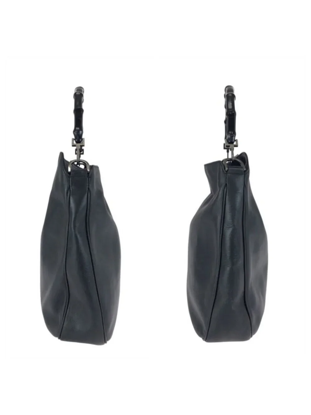 Gucci Bamboo Black Gunmetal Leather 001 Shoulder Bag - Picture 8 of 9